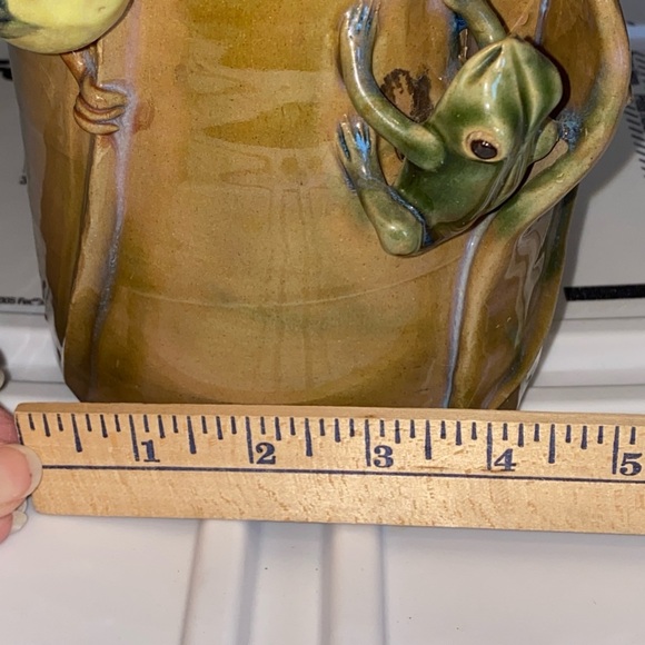 Shiwan Style Blue Glaze Majolica Large Vase w Bird Motif 11”High - Picture 6 of 11